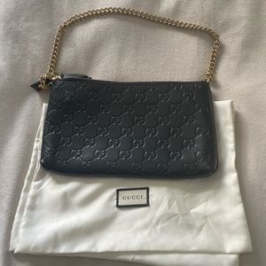 Gucci Guccissima Embossed Chain Purse Wristlet